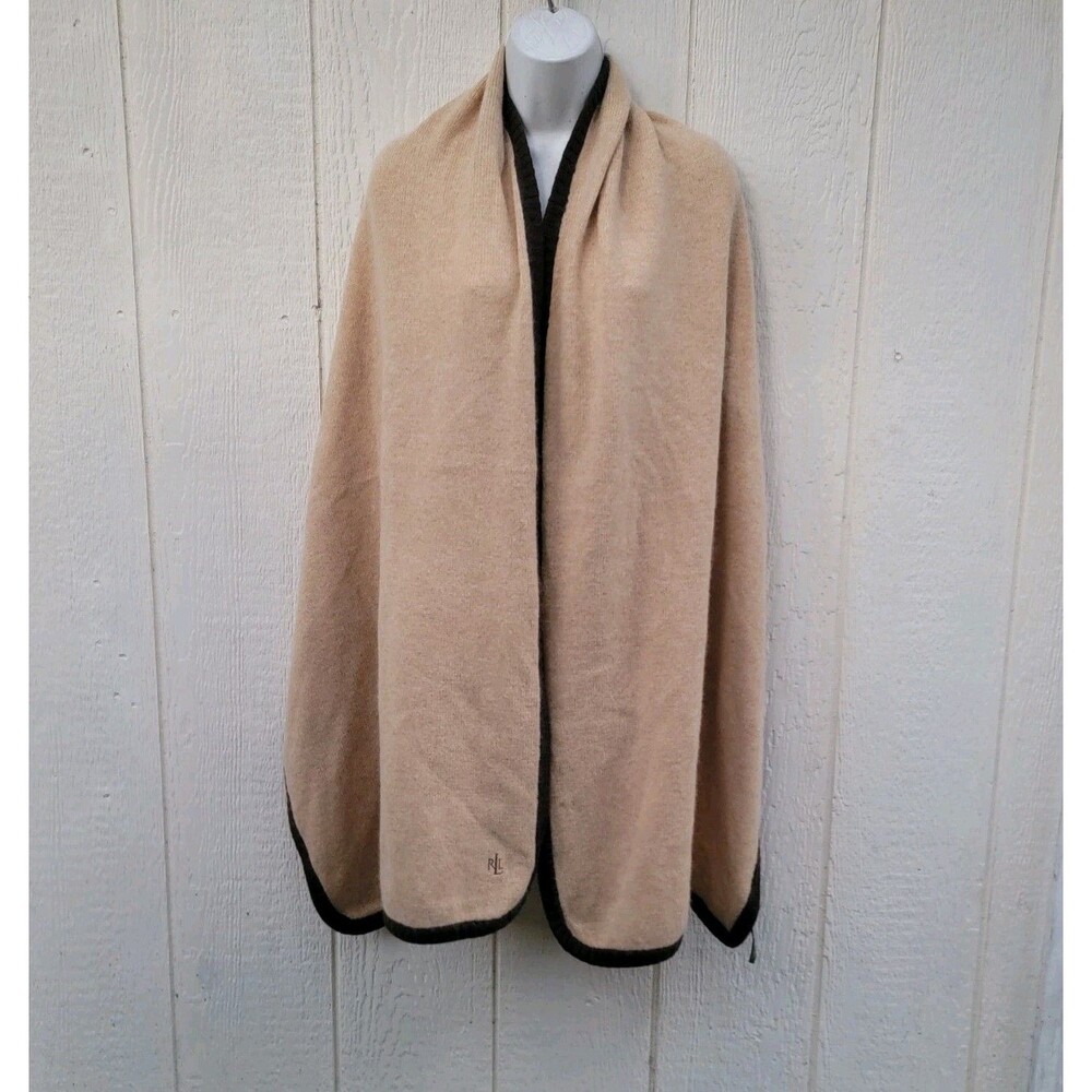 Lauren Ralph Lauren LambsWool Rabbit Hair Cable Knit Scarf Tan/brwn